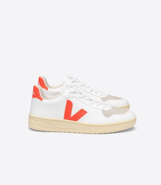 Veja V-10 Cwl Träningsskor Herr Vita Orange | 982VGJPEC