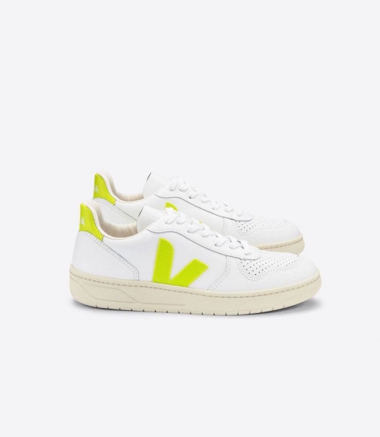 Veja V-10 Läder Träningsskor Dam Vita | 528DGUNWJ